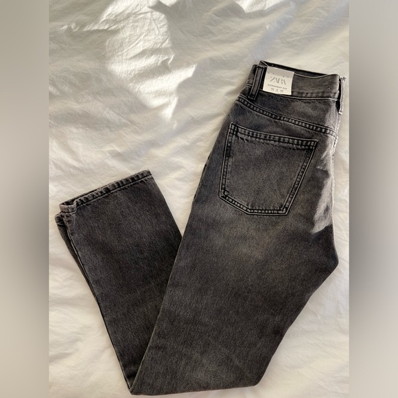 Zara high waist straight fit grey jeans - Picture 5 of 9